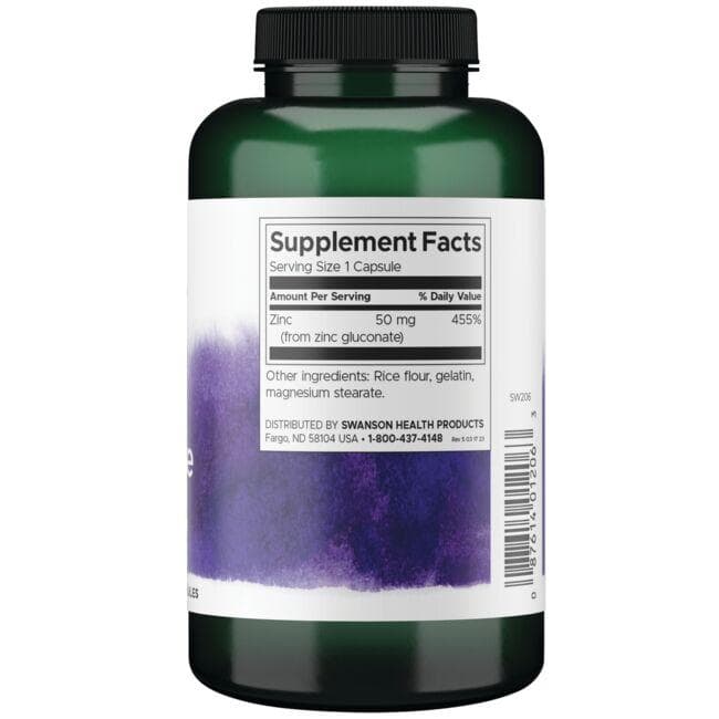 (SW206)Zinc Gluconate 50 mg 250 Caps