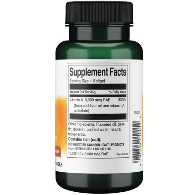 (SW001)Vitamin A 10,000 Iu (3,000 mcg Rae) 250 Sgels