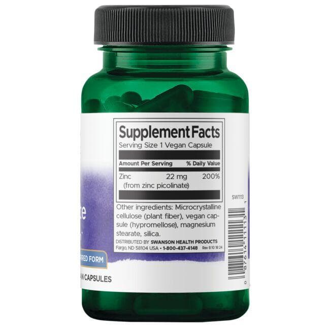 (SW1113)Zinc Picolinate - Body Preferred Form 22 mg 60 Caps