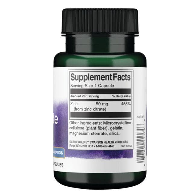 (SW1374)Swanson Zinc Citrate 50 mg 60 Caps