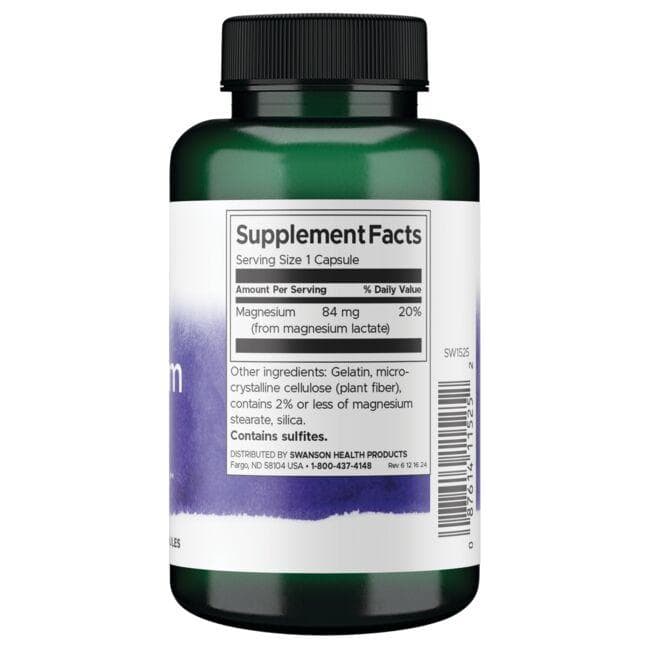 (SW1525)Swanson Magnesium Lactate 84 mg 120 Caps