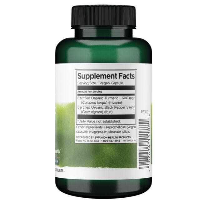 (SW1877)Turmeric & Black Pepper 600 mg 90 Vegan Caps