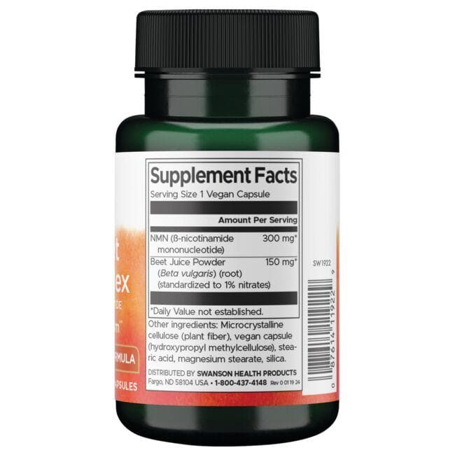 (SW1922)Nmn + Beet Root Complex Nicotinamide Monoucleotide 300 mg / 150 mg 30 Vegan Caps
