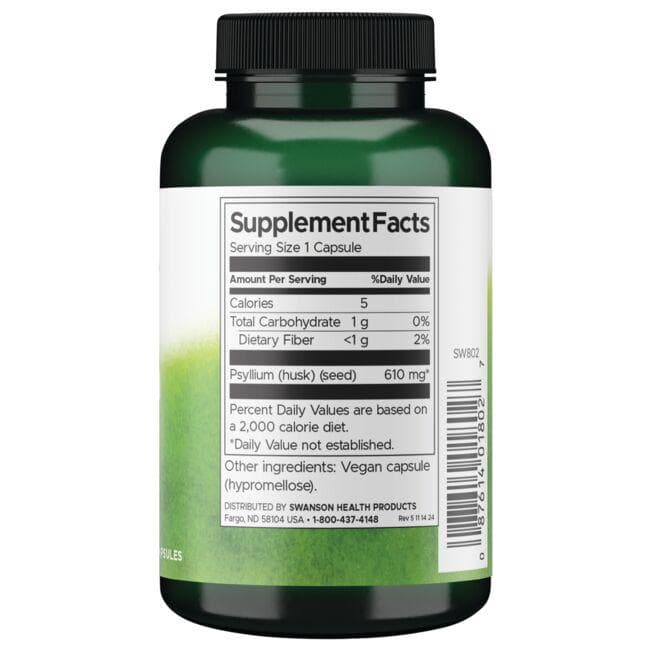 (SW802)Psyllium Husks 610 mg 100 Caps