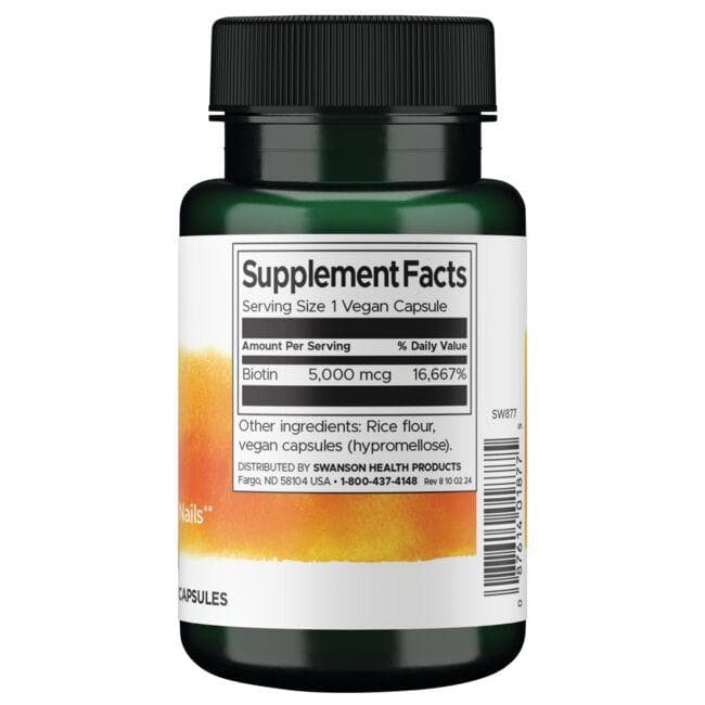 (SW877)Swanson Biotin 5,000 mcg 100 Caps