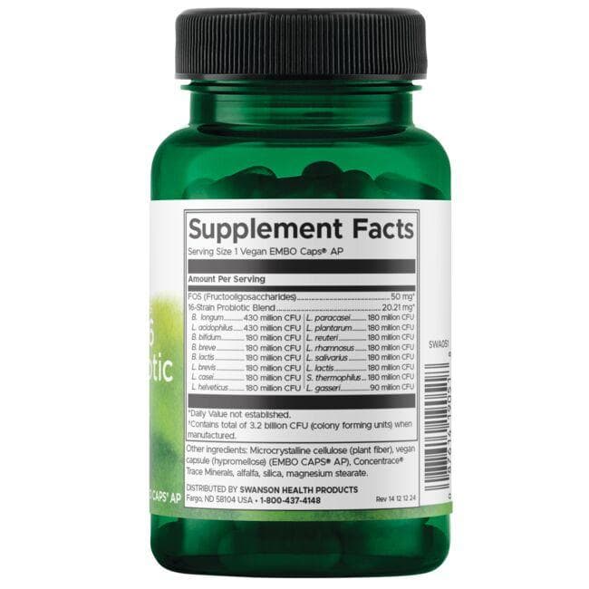 (SWA051)Dr. Stephen Langer's Ultimate 16 Strain Probiotic with Fos 3.2 Billion Cfu 60 Veg Caps