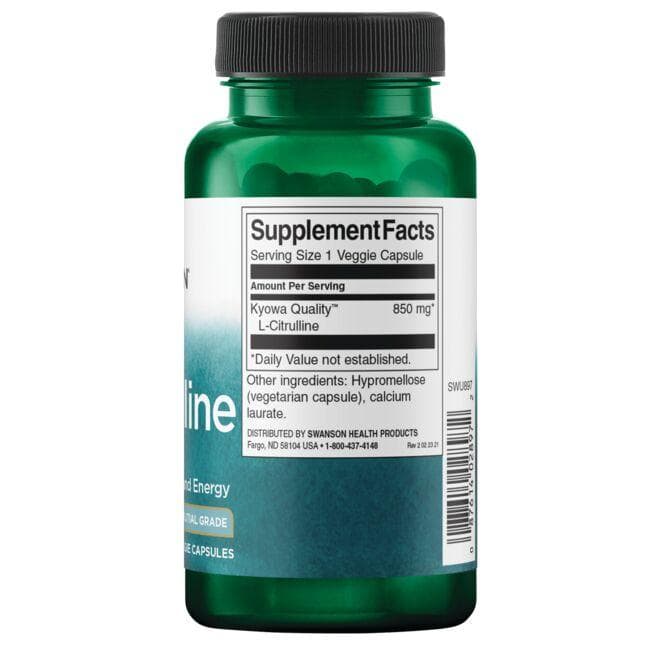 (SWU897)L-Citrulline - Pharmaceutical Grade 850 mg 60 Veg Caps